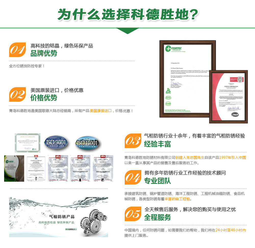 水基气相防锈剂_气相防锈清洗剂_气相防锈粉末_水性防锈涂料_美国CORTEC代理商_青岛科德胜地防锈材料有限公司